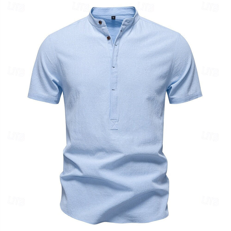 Jasper Cotton Band Collar Shirt