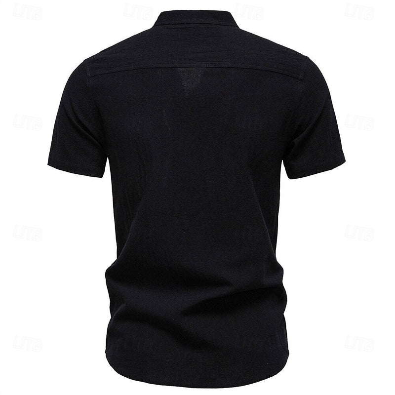 Jasper Cotton Band Collar Shirt
