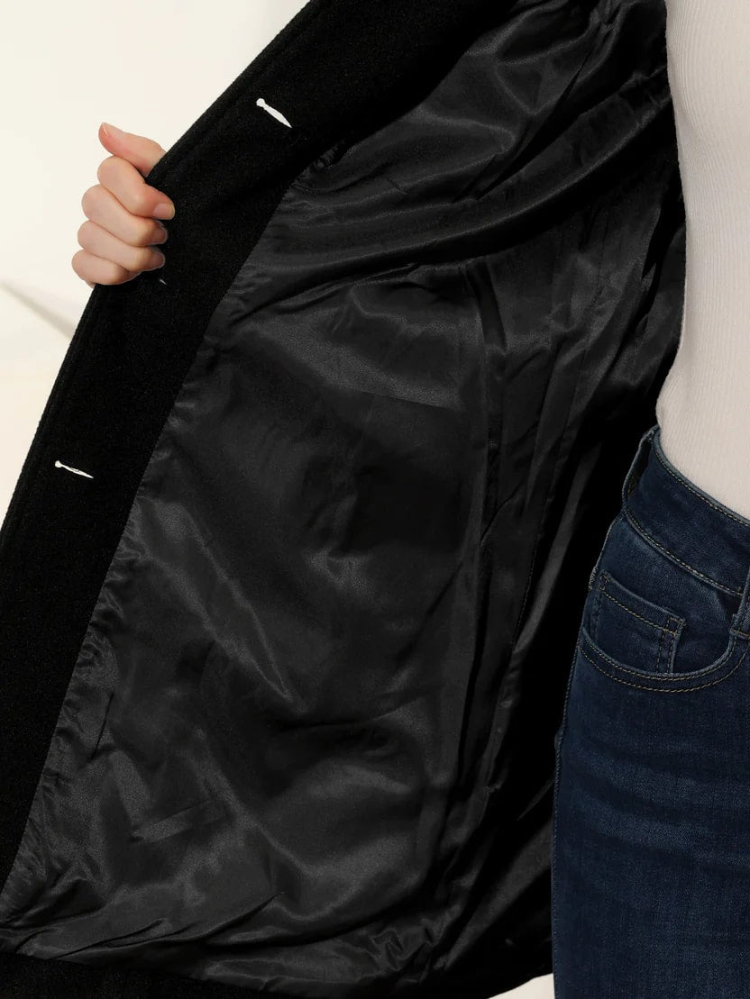 Minzie Women’s Winter Trench Coat – Single-Breasted Fit & Flare Jacket