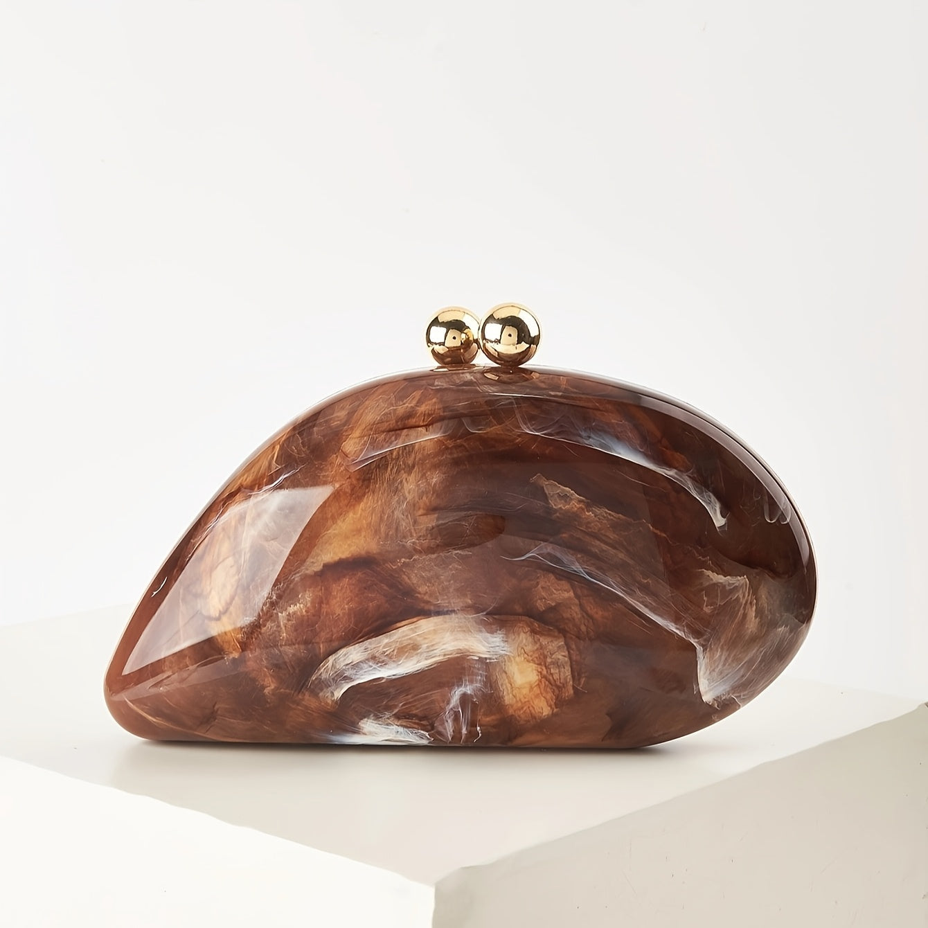 Aria Acrylic Women's Clutch Bag – Marble Finish Evening Handbag