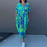 Nika Printed Linen Shirt Dress – Relaxed Fit Midi Dress with Artistic Summer Print
