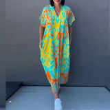 Nika Printed Linen Shirt Dress – Relaxed Fit Midi Dress with Artistic Summer Print
