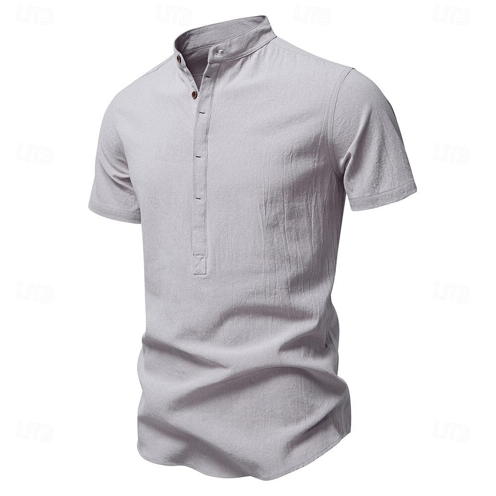 Jasper Cotton Band Collar Shirt