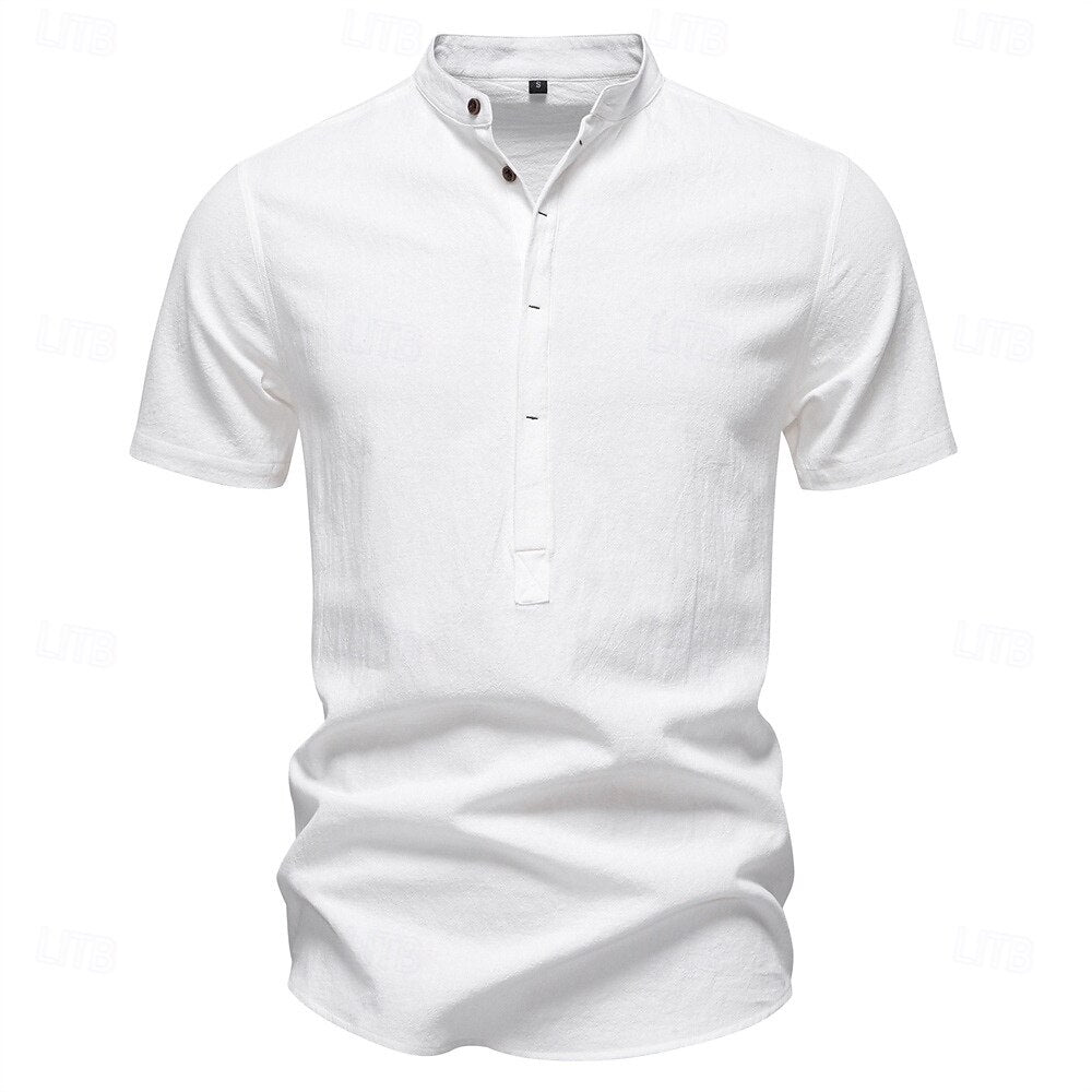 Jasper Cotton Band Collar Shirt