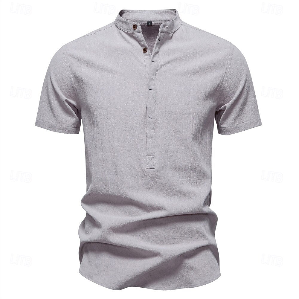 Jasper Cotton Band Collar Shirt
