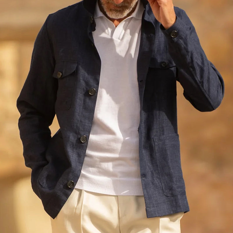 Men's Linen Lapel Single Breasted Jacket