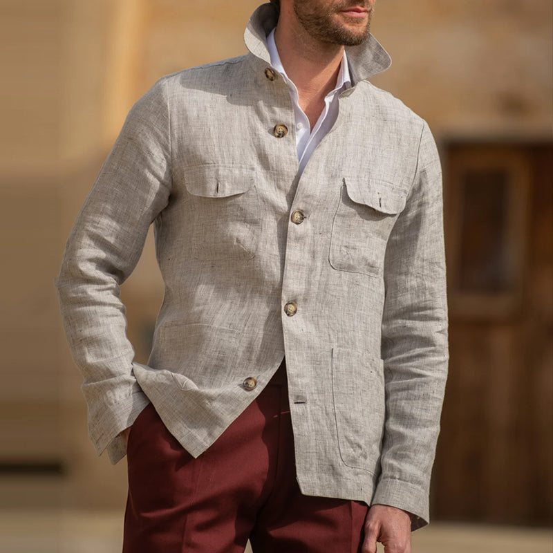 Men's Linen Lapel Single Breasted Jacket