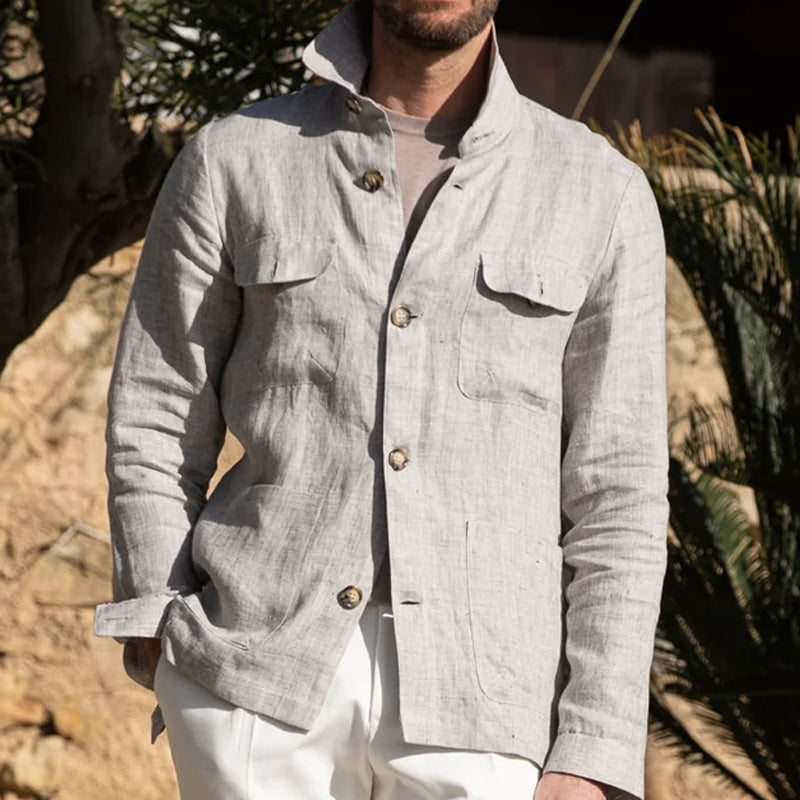 Men's Linen Lapel Single Breasted Jacket