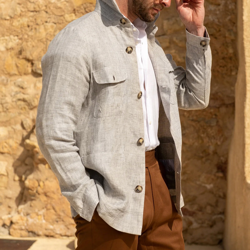 Men's Linen Lapel Single Breasted Jacket