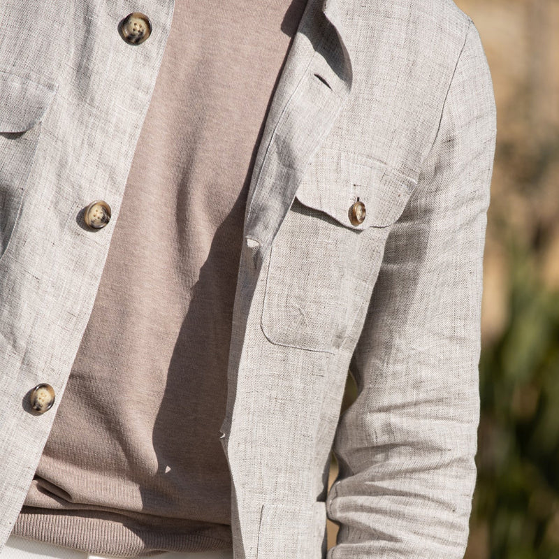 Men's Linen Lapel Single Breasted Jacket