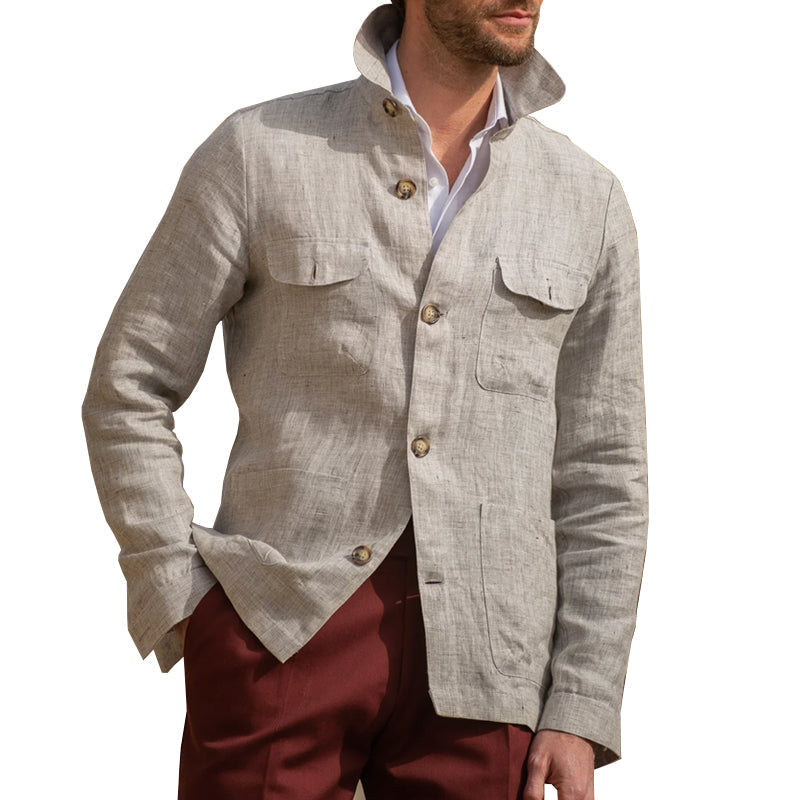 Men's Linen Lapel Single Breasted Jacket