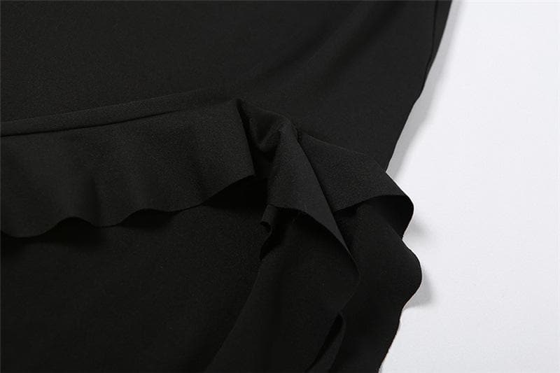 Solid Ruffle Ribbon Backless Midi Dress