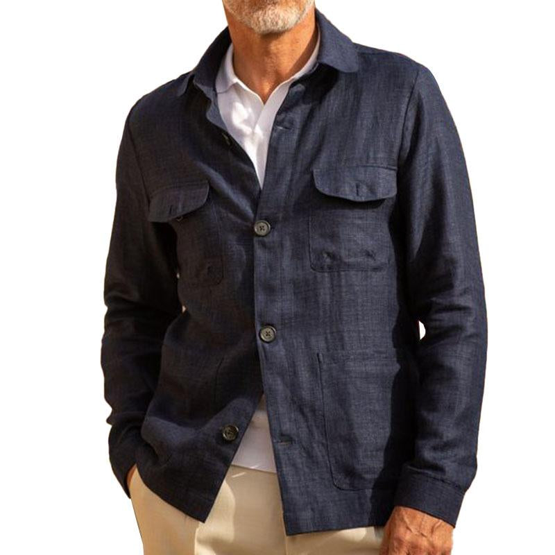 Men's Linen Lapel Single Breasted Jacket