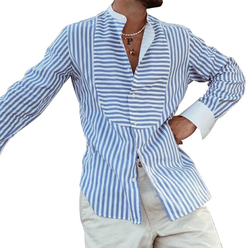 Men's Striped Cape Long Sleeve Shirt